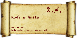 Koós Anita névjegykártya