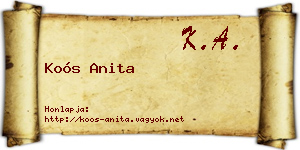 Koós Anita névjegykártya